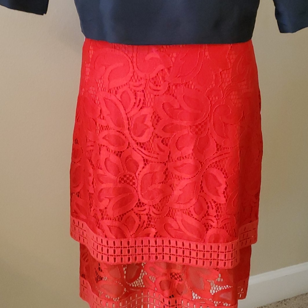 Tiered Red Lace Skirt